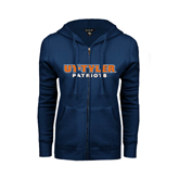 ENZA Ladies Navy Fleece Full Zip Hoodie-UT Tyler Patriots