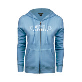 ENZA Ladies Light Blue Fleece Full Zip Hoodie-UT Tyler Arched