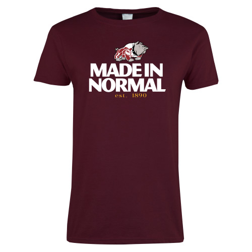  Womens Maroon Short Sleeve Tee - Made in Normal
