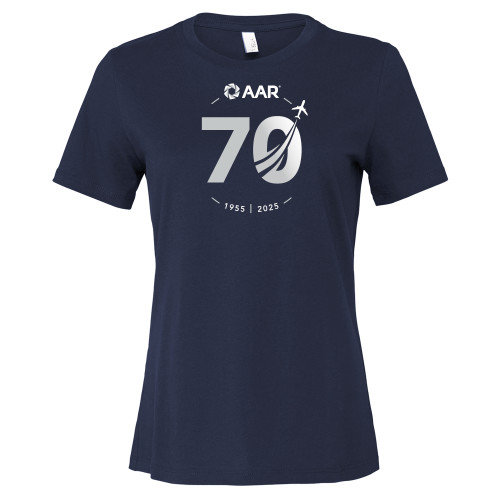 Bella + Canvas Womens Navy Relaxed Cotton T Shirt-AAR 70 Years