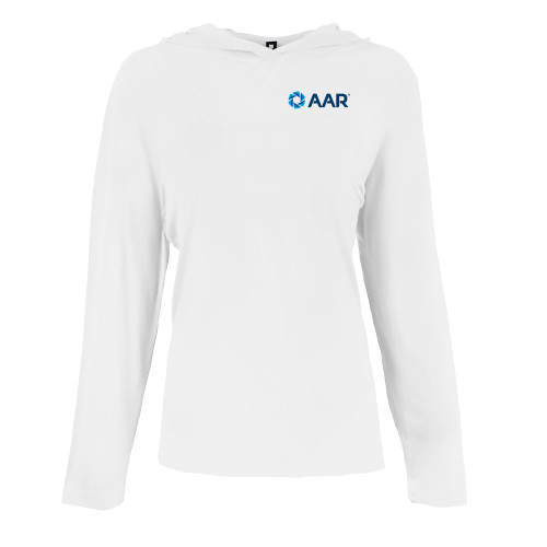 Womens White Long Sleeve Hooded Tee-AAR