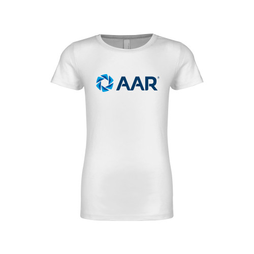 Next Level Girls White Fashion Fit T Shirt-AAR