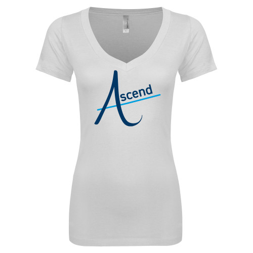 Next Level Womens White Ideal V Tee-Ascend