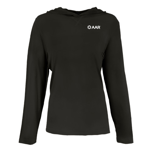 Womens Black Long Sleeve Hooded Tee-AAR