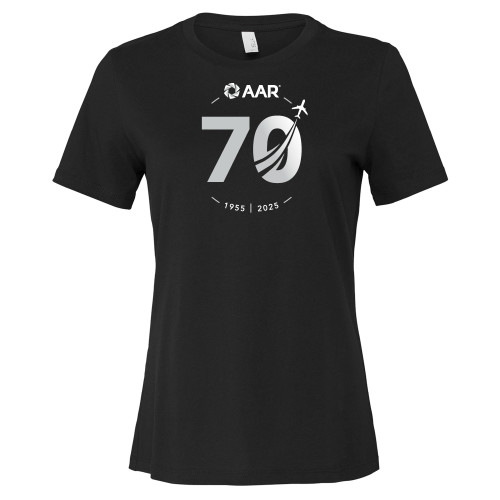Bella + Canvas Womens Black Relaxed Cotton T Shirt-AAR 70 Years