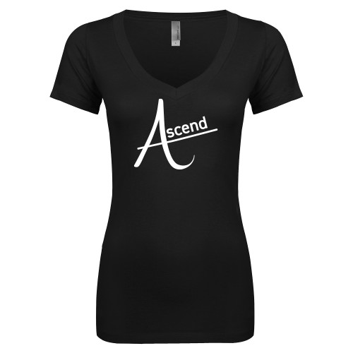 Next Level Womens Black Ideal V Tee-Ascend