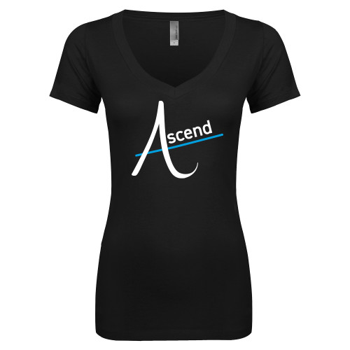 Next Level Womens Black Ideal V Tee-Ascend