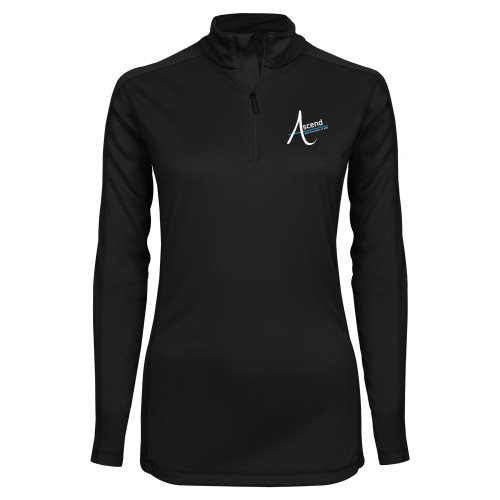 Syntrel Womens Black Interlock 1/4 Zip-Ascend