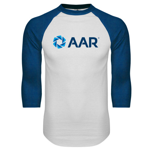 White/Royal Raglan Baseball T Shirt-AAR