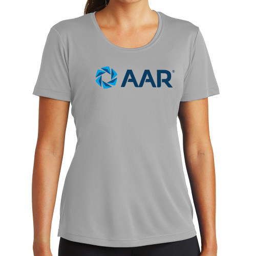 Womens Grey Performance Short Sleeve Tee-AAR