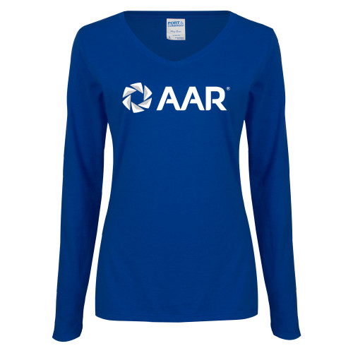 Womens Royal Long Sleeve V Neck Tee -AAR