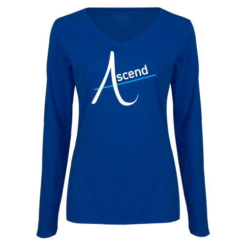 Womens Royal Long Sleeve V Neck Tee -Ascend