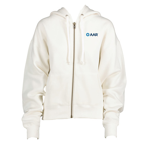 ENZA Womens White Boxy Full Zip Hood-AAR