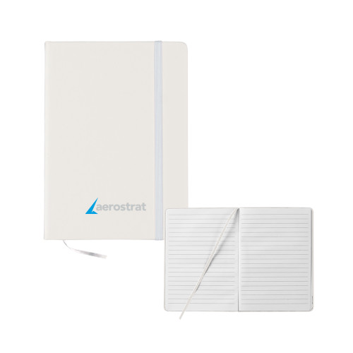 5x7 White Hard Cover Journal-Aerostrat Wordmark