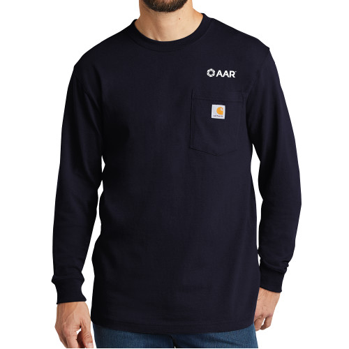 Carhartt Workwear Navy Long Sleeve Pocket T Shirt-AAR