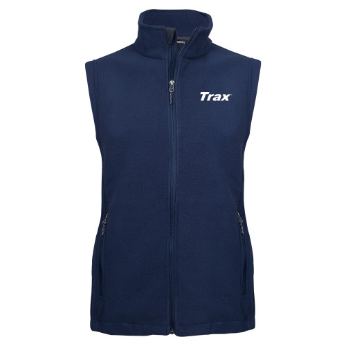 Navy Fleece Full Zip Vest-Trax Wordmark