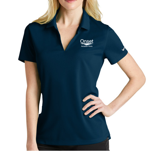 Nike Womens Navy Dri Fit Micro Pique Polo-Onset Aviation Parts Stacked