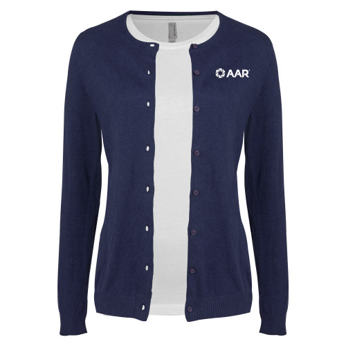 Womens Navy Cardigan Sweater-AAR