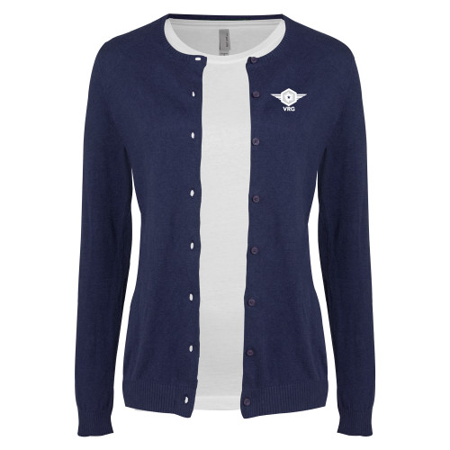 Womens Navy Cardigan Sweater-VRG