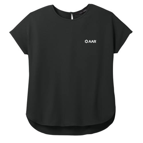 Mercer + Mettle Womens Black Stretch Crepe Crew-AAR