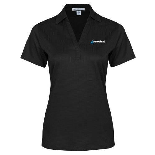 Womens Black Performance Fine Jacquard Polo-Aerostrat Wordmark