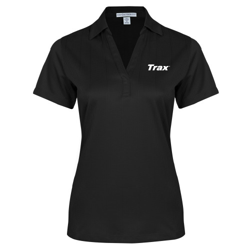 Womens Black Performance Fine Jacquard Polo-Trax Wordmark