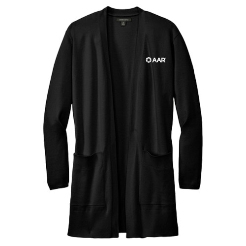 Mercer + Mettle Womens Black Open Front Cardigan Sweater-AAR