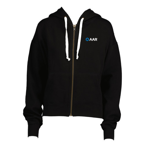 ENZA Womens Black Boxy Full Zip Hood-AAR