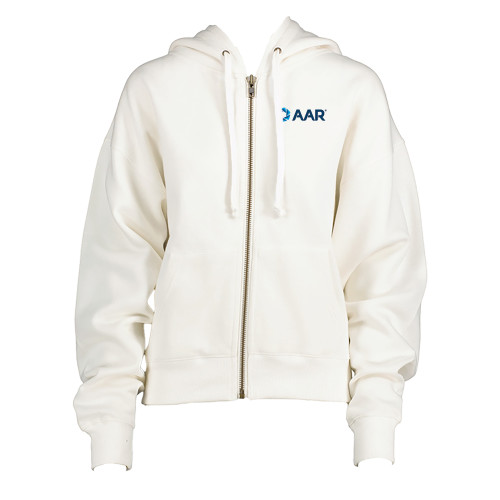 ENZA Womens White Boxy Full Zip Hood-AAR