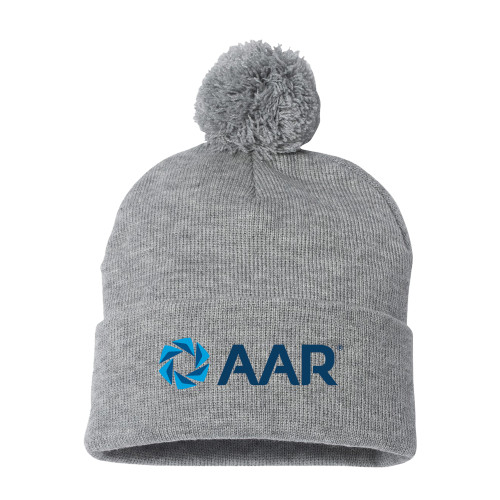Sportsman Heather Grey Pom Pom Cuffed Beanie-AAR