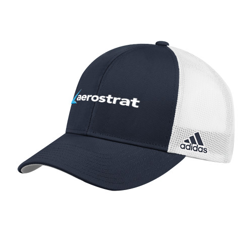 Adidas Navy Structured Adjustable Mesh Hat-Aerostrat Wordmark