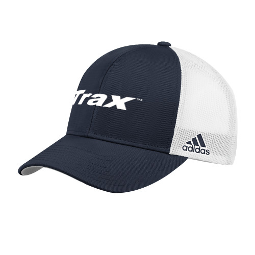 Adidas Navy Structured Adjustable Mesh Hat-Trax Wordmark