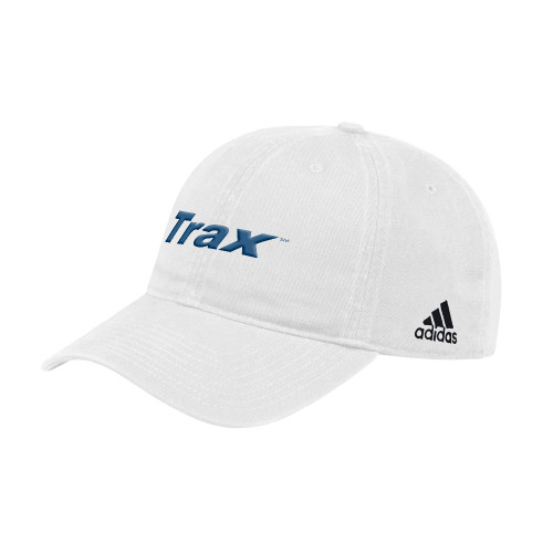 Adidas White Adjustable Washed Slouch Hat-Trax Wordmark