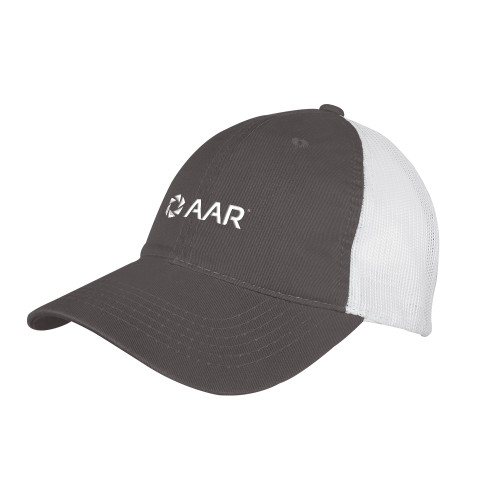 Charcoal/White Mesh Back Unstructured Low Profile Hat-AAR
