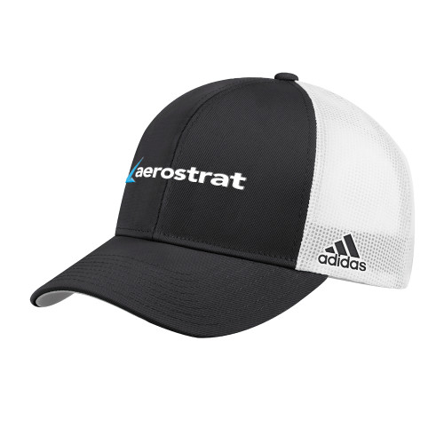 Adidas Black Structured Adjustable Mesh Hat-Aerostrat Wordmark