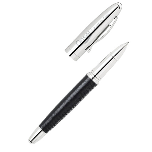 Bettoni Avante Black Rollerball Pen-Onset Aviation Parts Flat Engraved