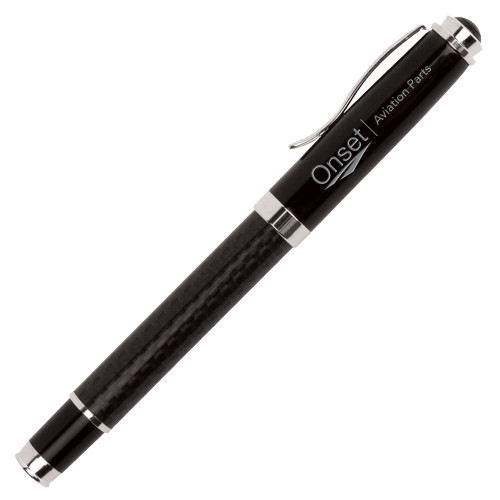 Luna Black Rollerball Pen-Onset Aviation Parts Flat Engraved