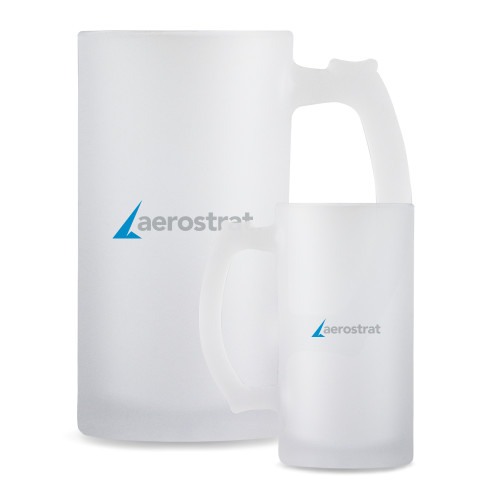 Full Color Decorative Frosted Glass Mug 16oz-Aerostrat Wordmark