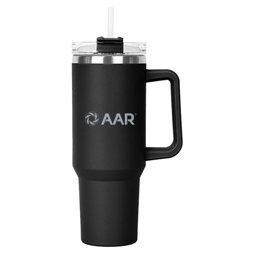 Hippo Black Mug & Straw Lid with Twist Closure 40 oz-Aeronautica Flat Engraved