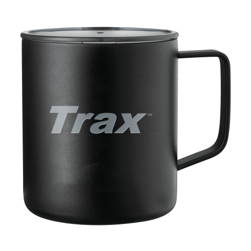 Rover Camp Vacuum Insulated Black Mug 14oz-Trax Wordmark Engraved
