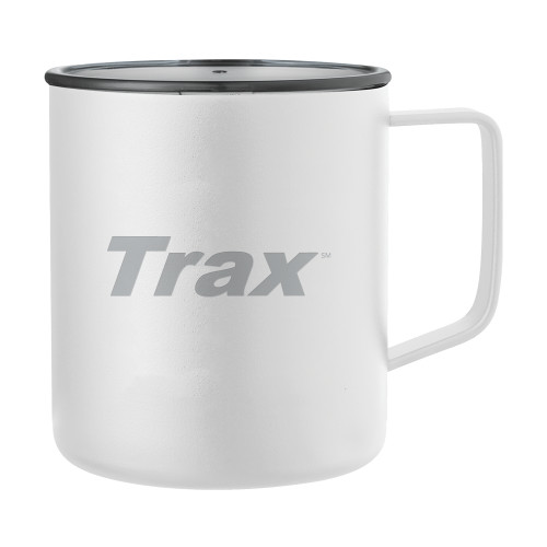 Rover Camp Vacuum Insulated White Mug 14oz-Trax Wordmark Engraved
