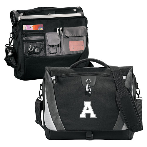 Black/Grey Slope Computer Messenger Bag-Alma College Athletic A