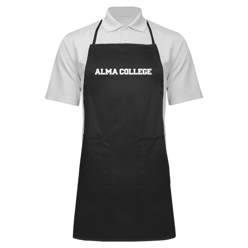 Full Length Black Apron-Alma College Wordmark