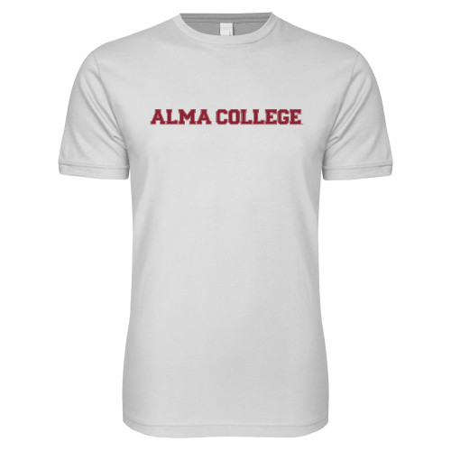 Next Level White SoftStyle T Shirt-Alma College Wordmark
