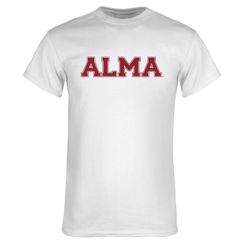 White T Shirt-Alma College Alma Wordmark