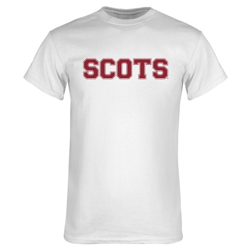 White T Shirt-Alma College Scots Wordmark