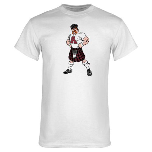 White T Shirt-Alma College Full Mascot