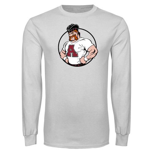 White Long Sleeve T Shirt-Alma College Mascot Head
