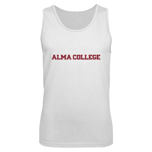 White Tank Top-Alma College Wordmark