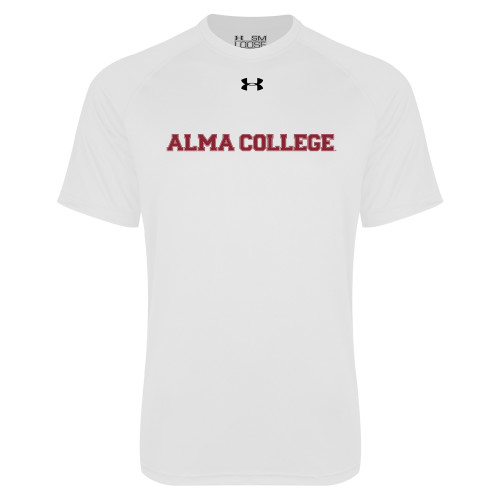 Under Armour White Tech Tee-Alma College Wordmark